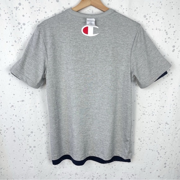 Champion Mens small  Reversible Mesh T-Shirt Double Dry Moisture Navy Blue Gray - Picture 6 of 7